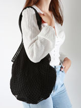 Schoudertas Filet Katoen Vanessa bruno Bruin filet 26V40700-vue-porte